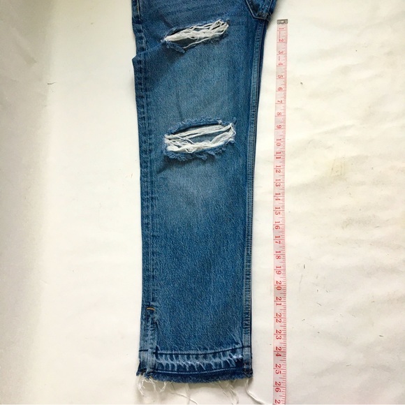 We The Free People Rita Crop Destroyed Ripped High Rise Raw Split Hem Jeans 27 - Picture 14 of 17